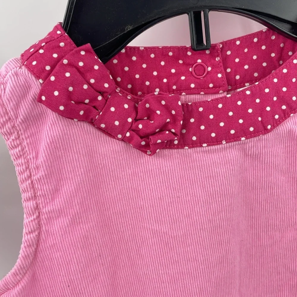 Gymboree pink elephant polka dot corduroy jumper dress Size 18 24 months